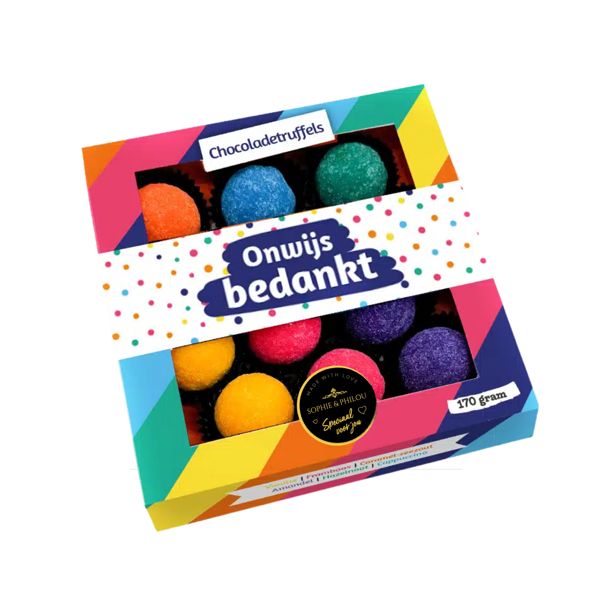 Onwijs Bedankt Chocoladetruffels – Origineel en kleurrijk cadeau van Sophie & Philou