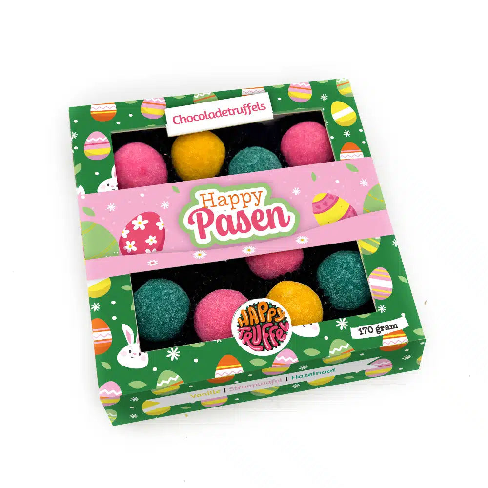 Chocoladetruffels – Paaseditie – HappyPasen (12 stuks)