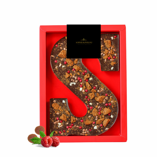 24x Chocoladeletter S | Pepernoten | Frambozen Parels | PUUR