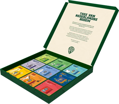 Cadeauverpakking 9-vaks Groen – Gevuld | Wagemakers Koffie – Thee – Cadeau met diverse soorten thee.