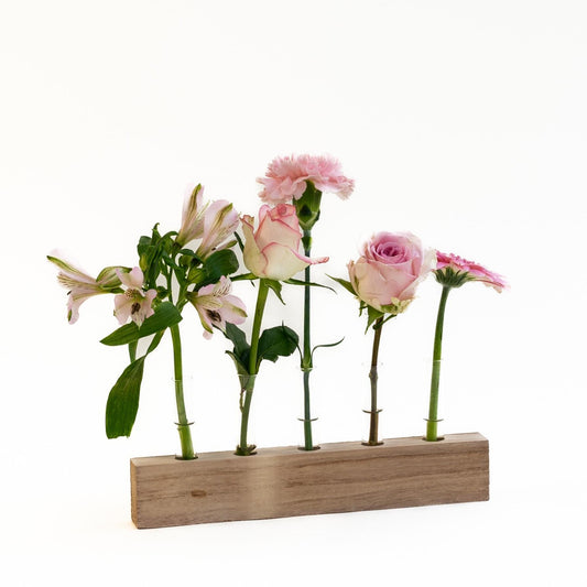 Brievenbus Houten standaard & Roze Bloemen | 25,5 cm breed x 35 cm hoog