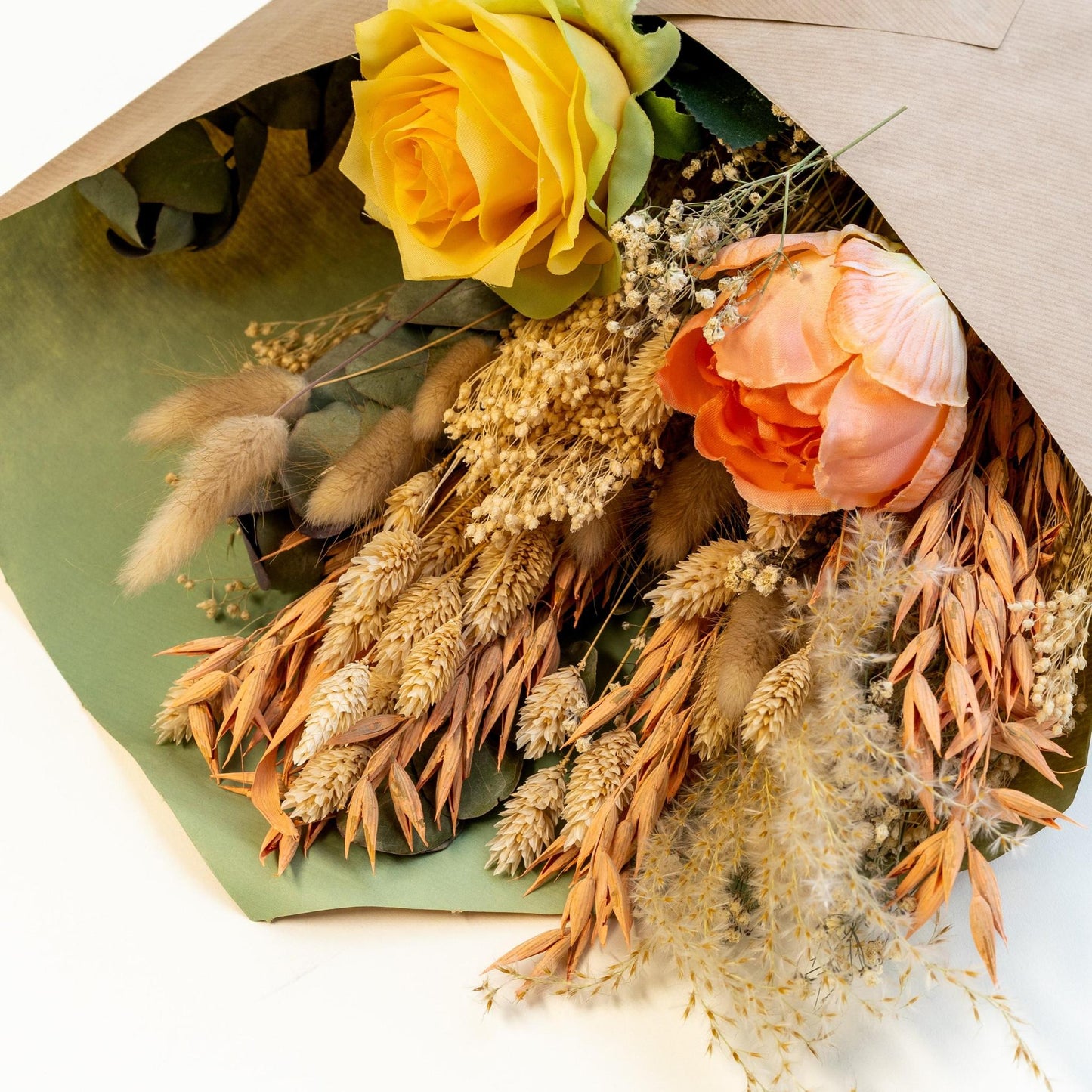 Boeket Zonneschijn Gedroogde - Zijden Bloemen + Vaas Yuna