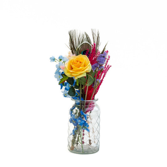 Brievenbus Kleurrijk | Gedroogde en zijden bloemen in kleurrijke kleuren | 35cm lengte