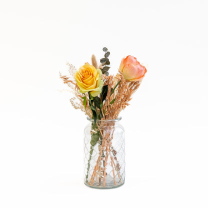 Brievenbus Zonneschijn | Gedroogde en zijden bloemen in gele en natuurlijke kleuren | 35cm lengte