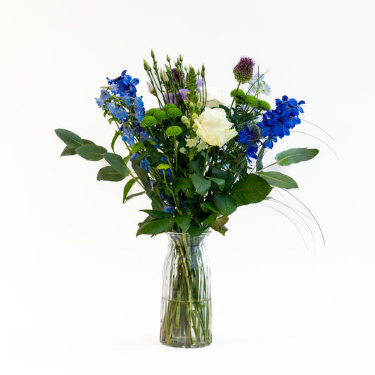 Boeket Lightwave Blauw | Bloemen in gemengd blauw en met kleuren | 50cm lengte