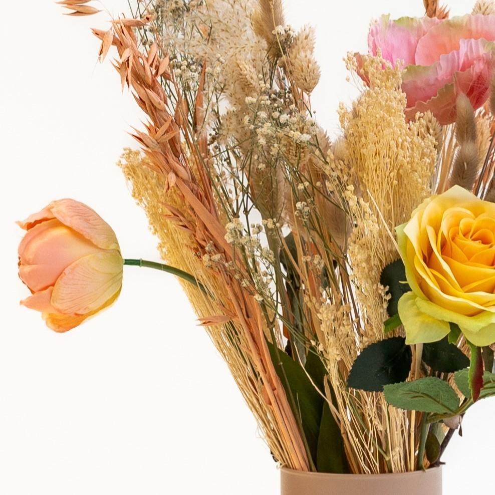 Boeket Zonneschijn Gedroogde - Zijden Bloemen + Vaas Yuna